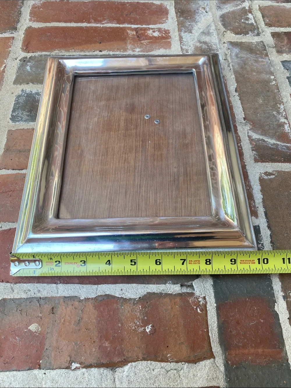 Mexus Ware  Vintage Mexican Pewter Picture Frame Wood Back Easel